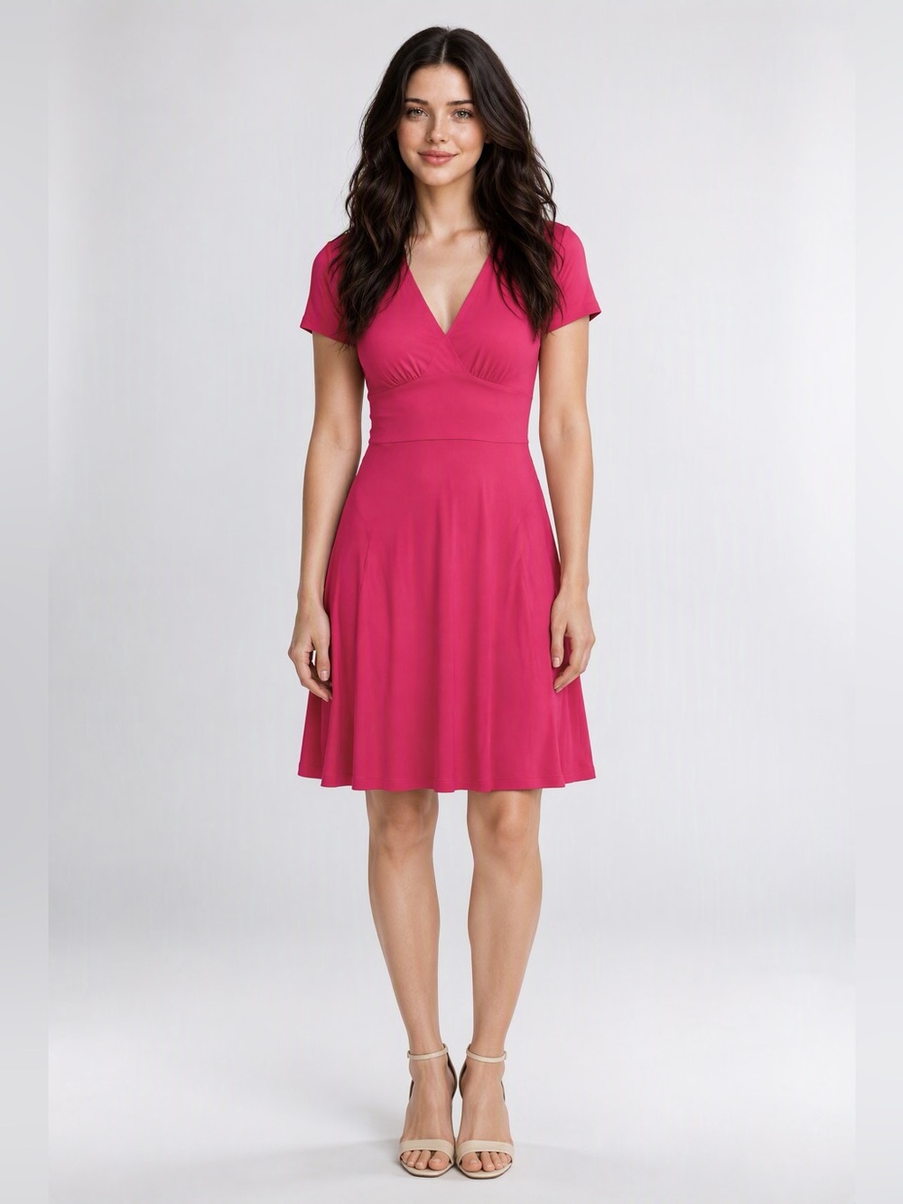 Bebe Short Sleeve V-Neck A-Line Dress